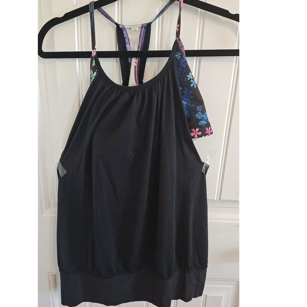 Women Size 8 Lululemon No Limits Tank Top Black Floral Athletic Yoga Gym Exc